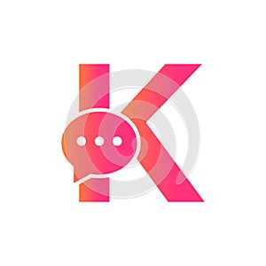 Letter K Chat Communicate Logo Design Concept With Bubble Chat Symbol