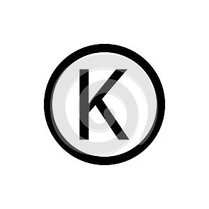 Letter k in circle sign. Kosher food sign