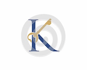 Letter K With Classic Key Logo Design Vector