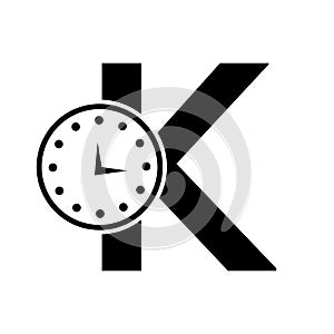 Letter K Clock Logo Design Vector Template