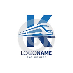 Letter K Fast Train Logo Design Vector Icon Emblem Symbol Graphic Illustration