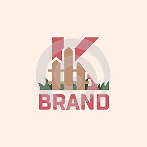 Letter K Fence Logo Design Vector Graphic Icon