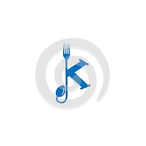 letter K fork and spoon logo vector