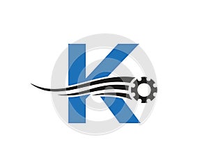 Letter K Gear Cogwheel Logo. Automotive Industrial Icon, Gear Logo, Car Repair Symbol