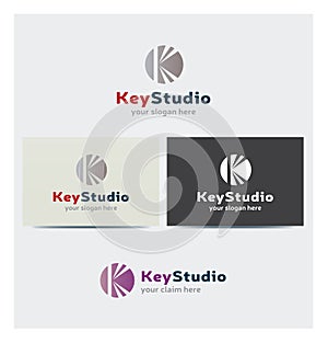 Letter K Icon, Logo for Corporate Business, Card Mock up in Several Colors