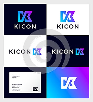Letter K. K monogram consists of one line. Identity. Business card.