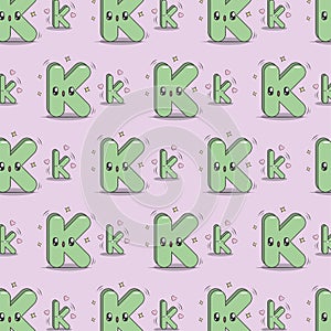 Letter K kawaii style pattern