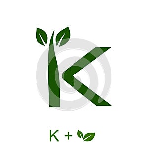 Letter K with a leaf concept. Very suitable in various natural business purposes also for icon, symbol, logo.