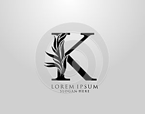 Letter K logo Nature Leaves Logo, alphabetical leaf icon