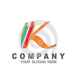 Letter k logo with wave design vector, line logo