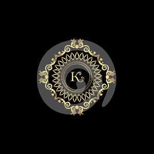 Letter K Luxury Ornament Logo. Monogram Crest Initial Letter Vector Design