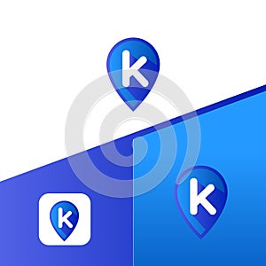Letter K With Map Pointer icon or logo design template elements