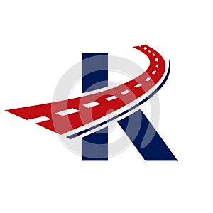 Letter K Transport Logo. K Letter Road Logo Design Transportation Sign Symbol