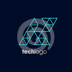 Letter K Triangle Polygon Tech Logo