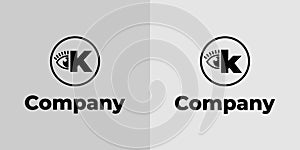 Letter K Vision Logo, suitable for business related to vision, spy, optic, or eye with Initial K