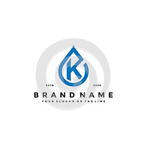 Letter K Water Drop Logo design vector