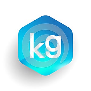 Letter KG logo in hexagon shape and colorful background, letter combination logo design for business and company identity