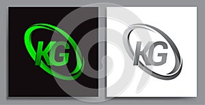 letter KG logotype design for company name colored Green swoosh and grey. vector set logo design for business and company identity