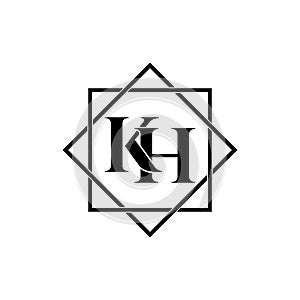 Letter KH simple monogram logo icon design.