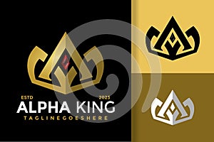 Letter A King Diamond logo design vector symbol icon illustration