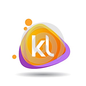 Letter KL logo in triangle splash and colorful background, letter combination logo design for creative industry, web, business and