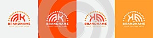 Letter KM and MK or KE and EK Sunrise  Logo Set, suitable for any business with KM, MK, KE, EK initials