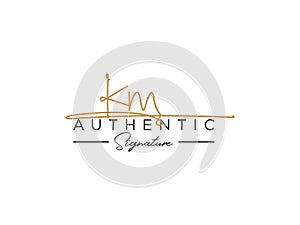 Letter KM Signature Logo Template Vector