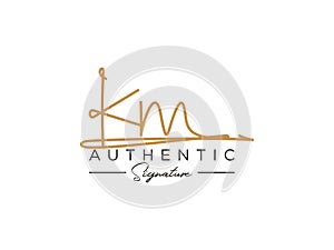 Letter KM Signature Logo Template Vector