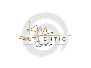 Letter KM Signature Logo Template Vector