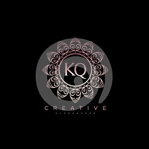 Letter KQ Elegant initial logo Lotus vector