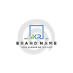 letter KR square logo finance design vector