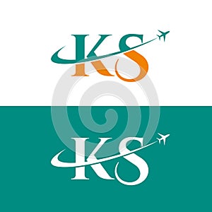 Letter KS Air Travel Logo Design Template