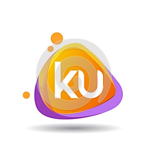 Letter KU logo in triangle splash and colorful background, letter combination logo design for creative industry, web, business and