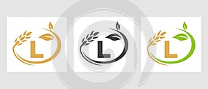 Letter L Agriculture Logo. Agribusiness, Eco-farm Design Template