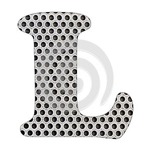 Letter L of the alphabet - Stainless steel punched metal sheet