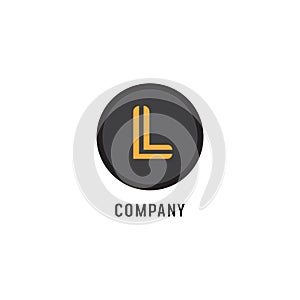 Letter L Alphabetic Logo Design Template, Abjad, Flat Simple Clean, Black, Coffee Brown, Lettermark