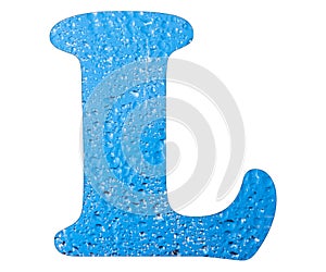 Letter L, Blue water drops - White background