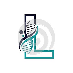 Letter L with DNA logo or symbol Template design vector