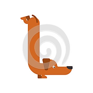 Letter L is dog. pet font. Dachshund alphabet. Lettering home an