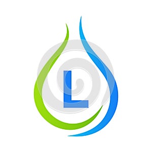 Letter L Drop Water Logo Design Vector Template. Minimal Water Logo Sign