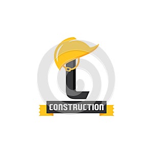 Letter L Helmet Construction Logo Vector Design. Security Building Architecture Icon Emblem