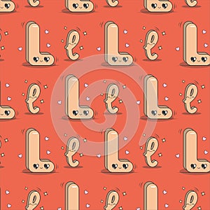 Letter L kawaii style pattern