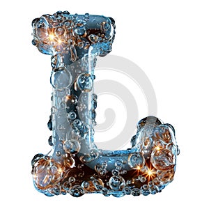 Letter L Liquid font gel alphabet capital character isolated on white transparent