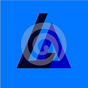 letter L A logo design,blue triangle shape