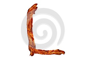 Letter L made from bacon