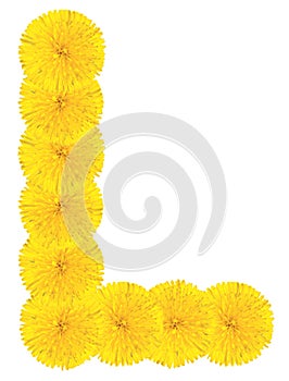 Letter L made from dandelions