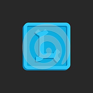 Letter L monogram 3D logo resembling an isometric square-shaped blue wax sealing imprint. Features a creative design with an old-