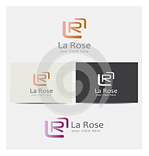 Letter L and R Icon, Logo for Corporate Business, Card Mock up in Several Colors