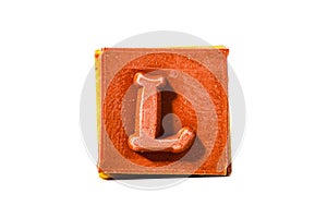 Letter L. Rubber stamp with wooden handle. Entire alphabet available