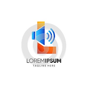 Letter L Speaker Logo Design Vector Icon Graphic Emblem Illustration